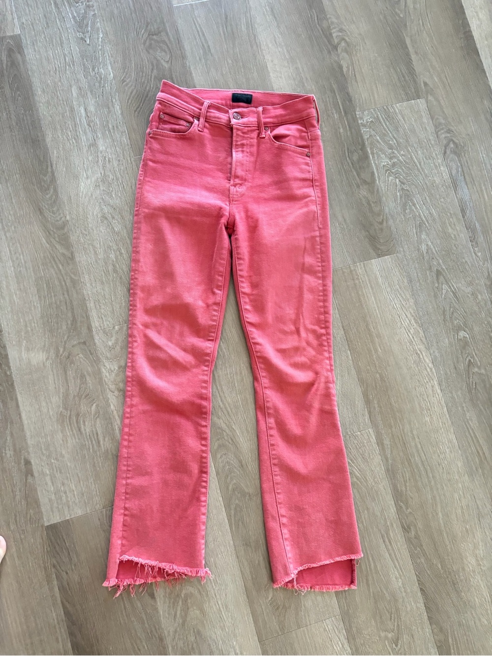 MOTHER Coral Pink Flare Jeans